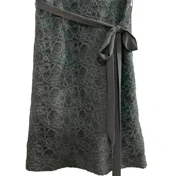 Mori Lee Dark Gray Lace Evening Gown Size 10 Sleeveless V-Neck Short Dress - Picture 7 of 16